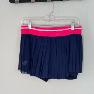 New Balance Navy and Pink Pleated Mesh Skirt